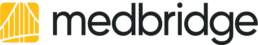 MedBridge logo with bold black lowercase "medbridge" and a yellow icon featuring white abstract lines.